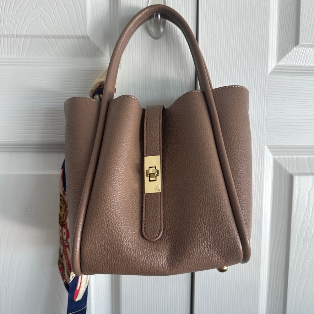 SHEIN Taupe Shoulder Bag with Gold Accent